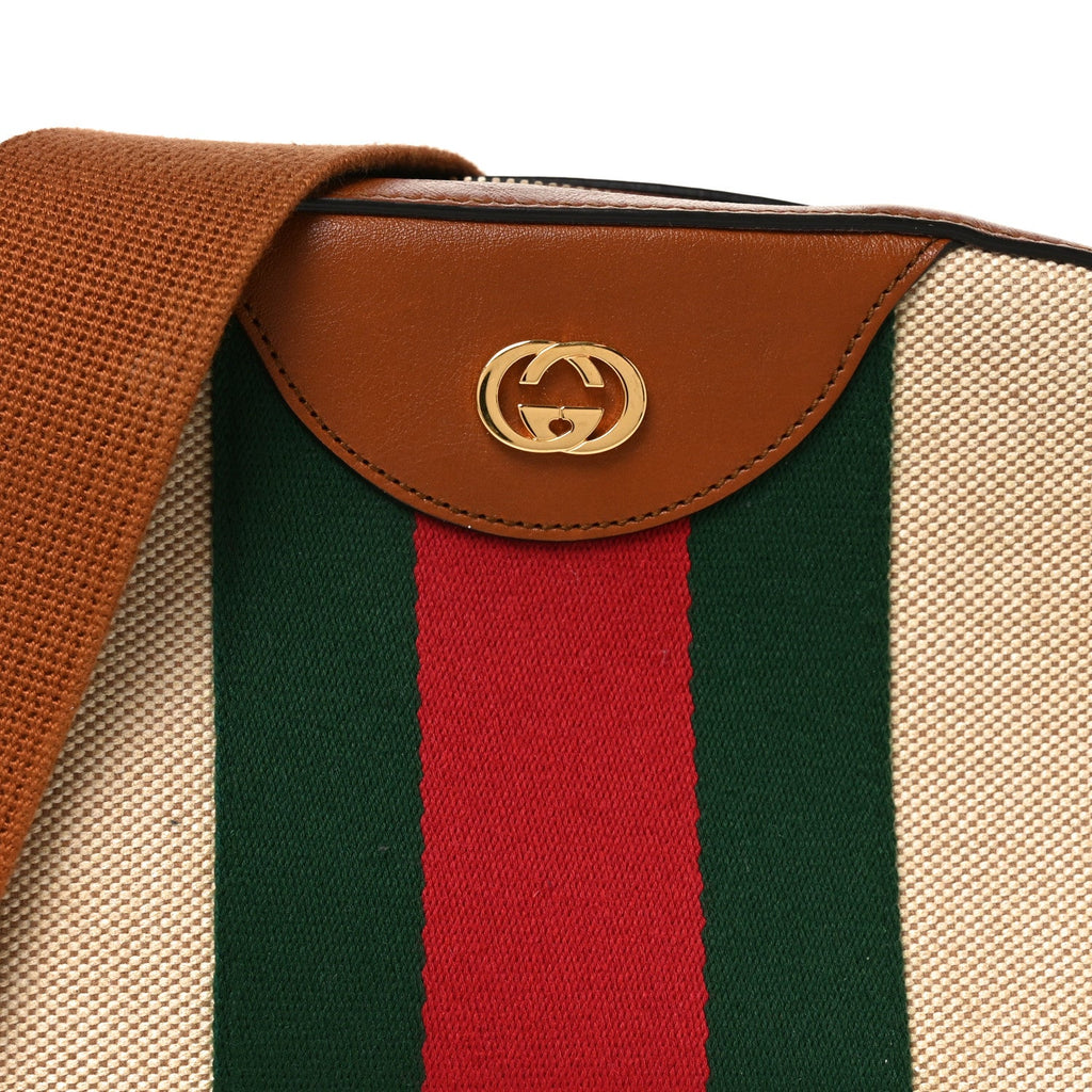 Vintage Canvas Web Shoulder Bag Sand Cuir