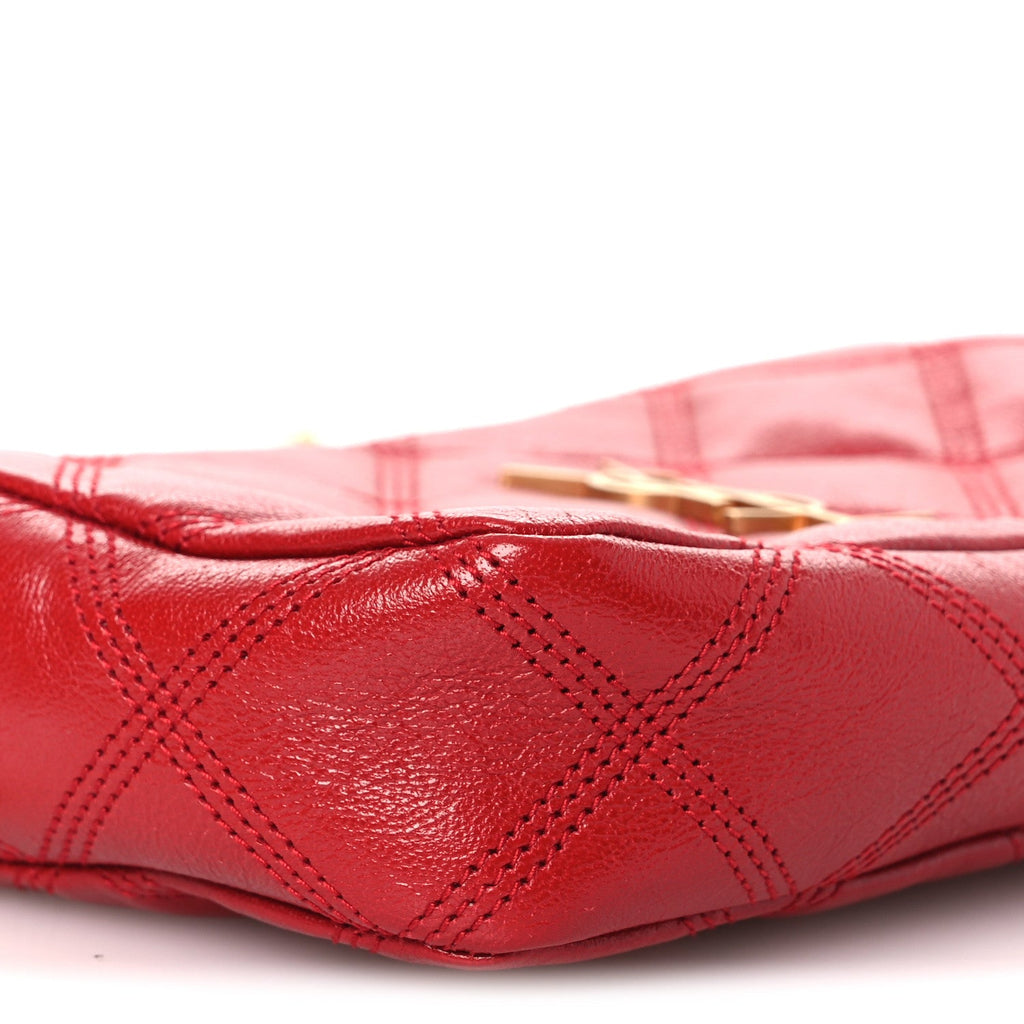 Grained Lambskin Quilted Mini Becky Double Zip Bag Rouge Eros