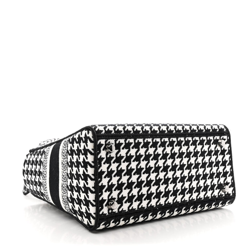Canvas Houndstooth Embroidered Medium Lady D-Lite Black White