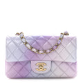 Calfskin Quilted Mini Cloudy Tie Dye Rectangular Flap Purple Blue Pink