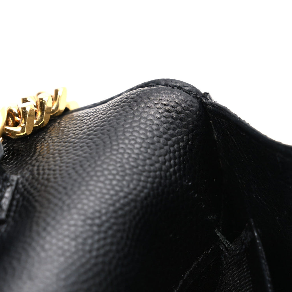 Grain De Poudre Matelasse Chevron Monogram Chain Wallet Black