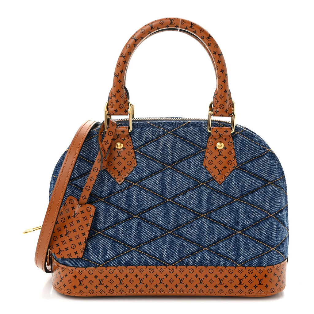Denim Calfskin Reverse Monogram Malletage Alma BB Blue