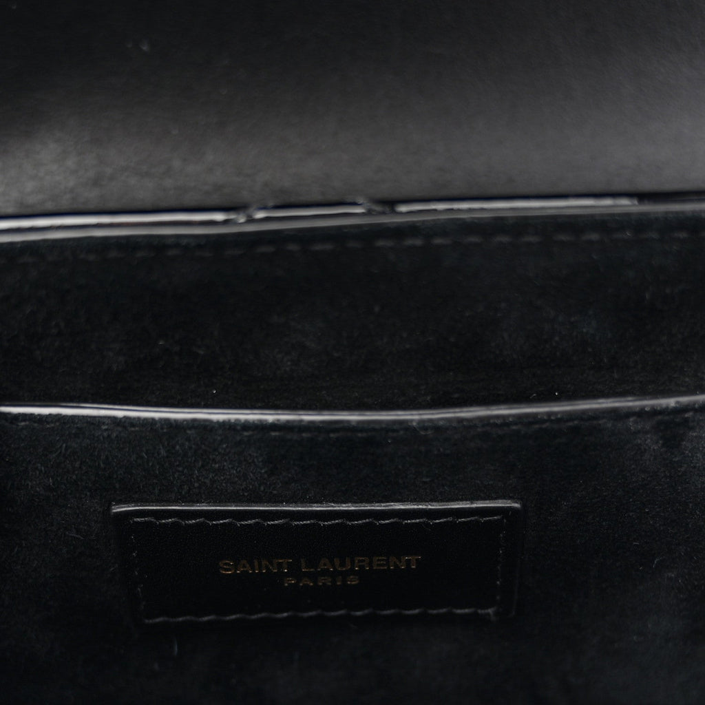 Patent Matelasse Monogram June Box Bag Black