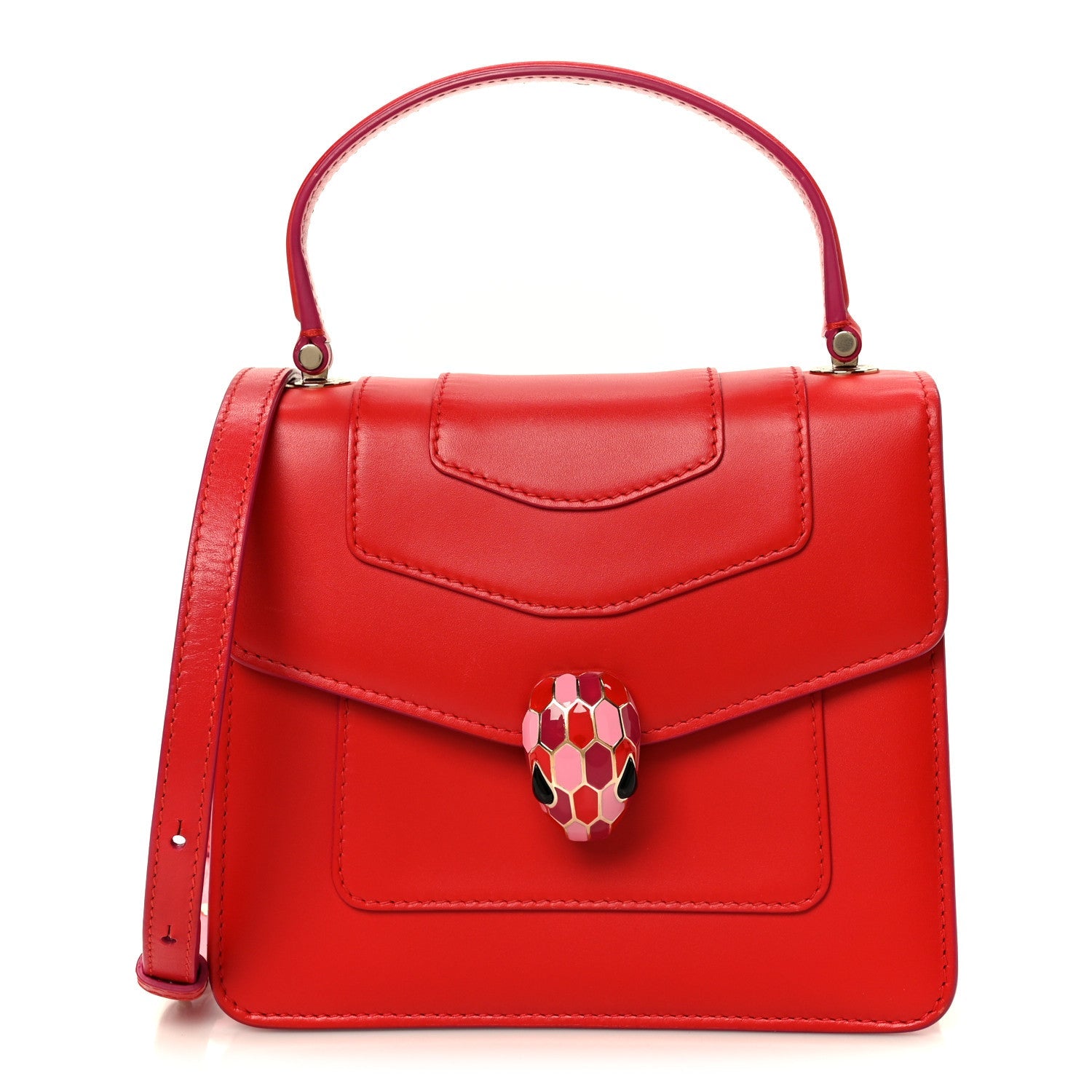 Calfskin Serpenti Forever Top Handle Red