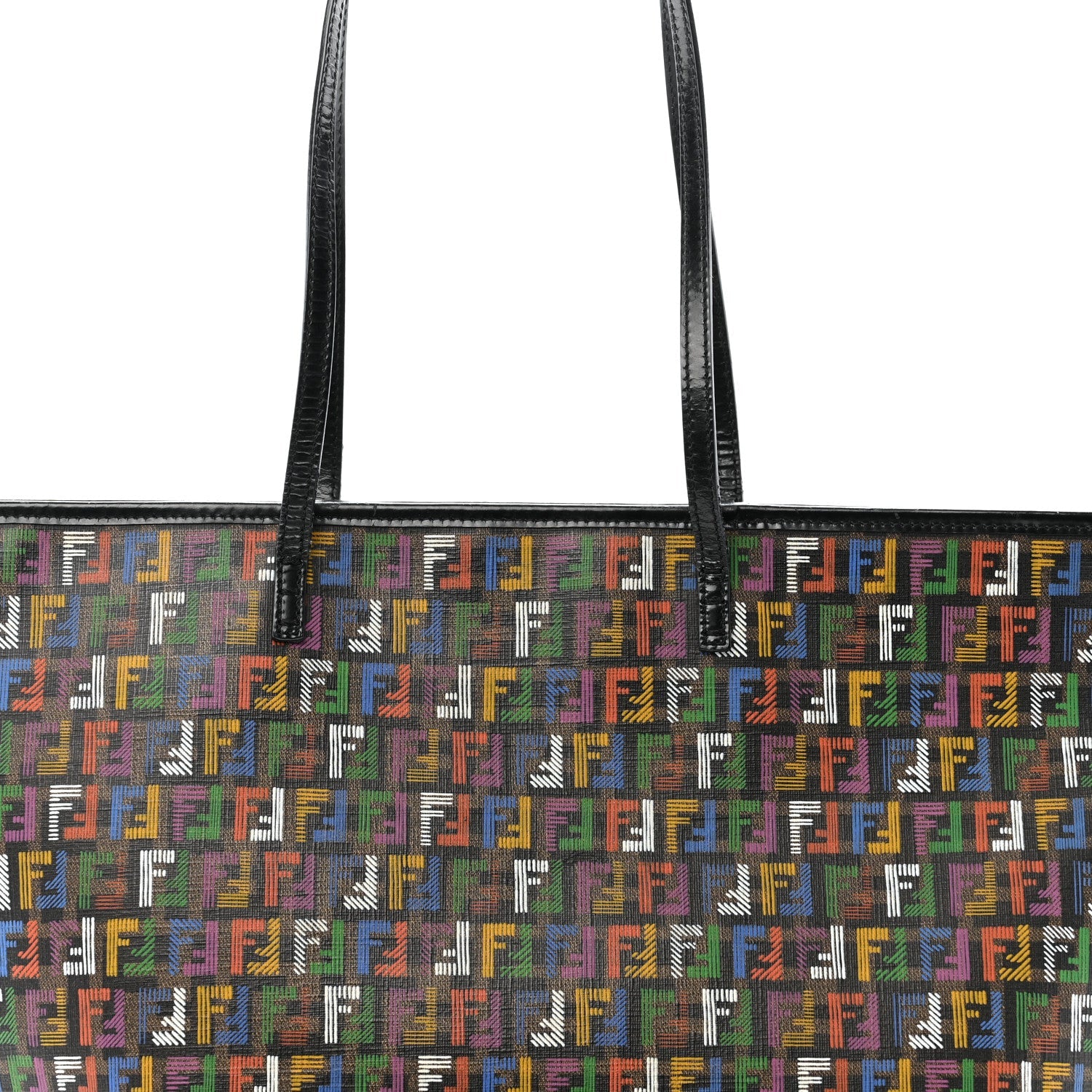 Zucca Spalmati Patent Zucchino Screen Print Medium Roll Tote Tobacco Multicolor Black