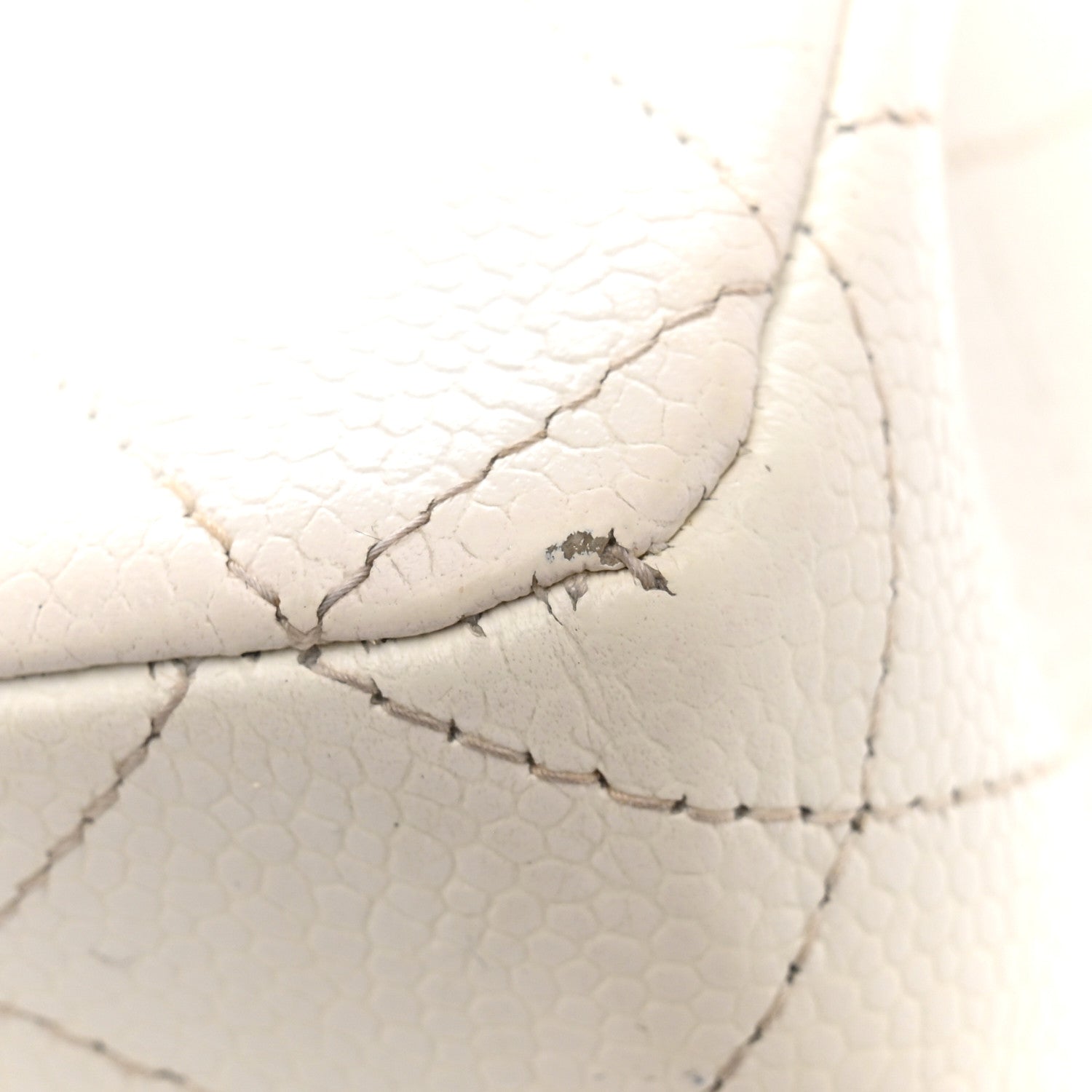 Caviar Quilted Medium Double Flap White