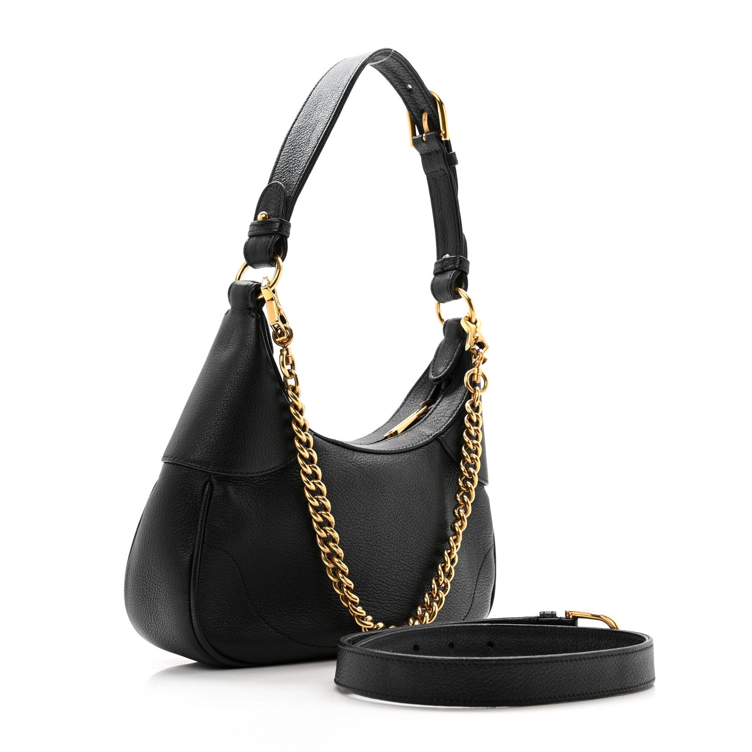 Goatskin Small Aphrodite Shoulder Bag Black