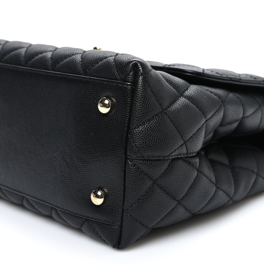 Caviar Quilted Small Coco Handle Flap Black