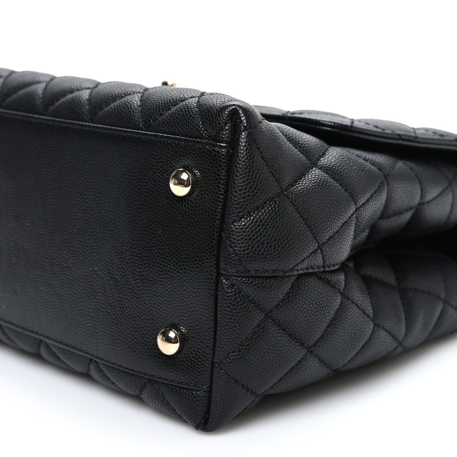 Caviar Quilted Small Coco Handle Flap Black