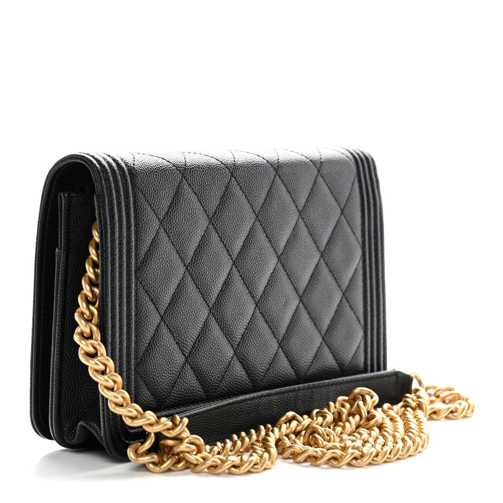Caviar Quilted Boy Wallet On Chain WOC Black
