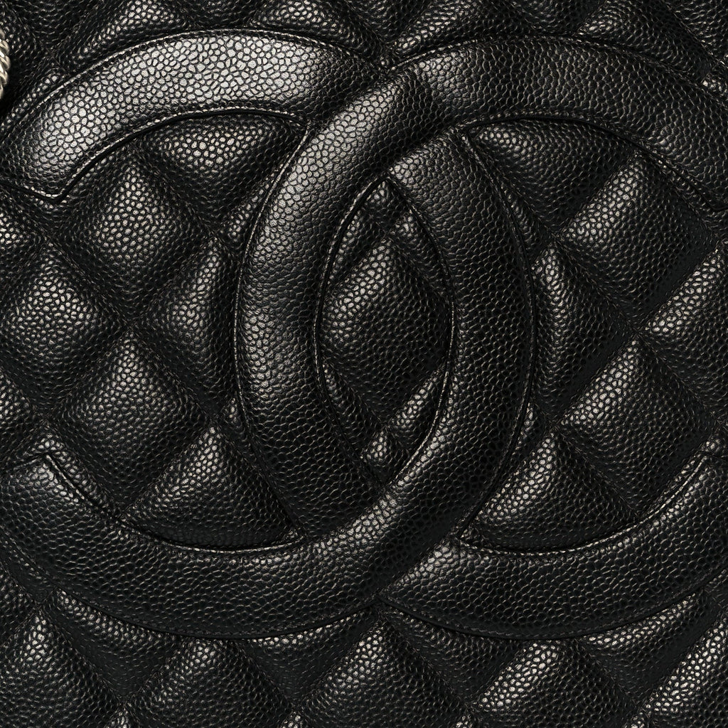Caviar Quilted Medallion Tote Black