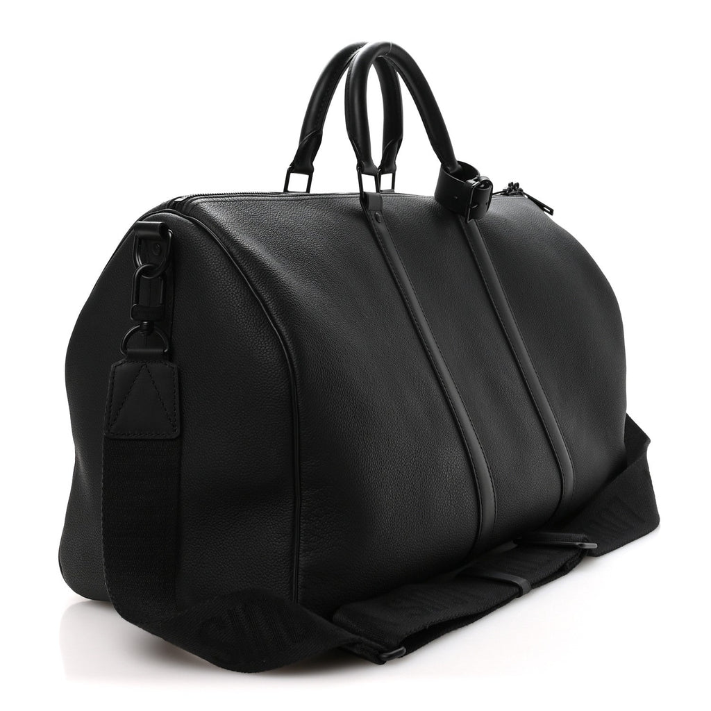 Grained Calfskin Aerogram Keepall Bandouliere 50 Black