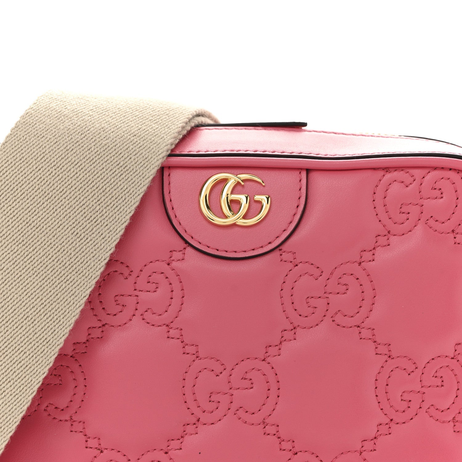Calfskin GG Matelasse Small Shoulder Bag Rhodamine Pink Natural