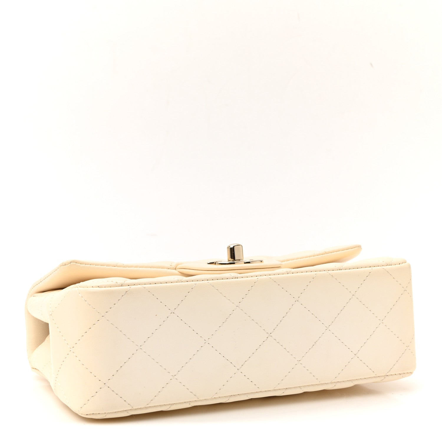 Lambskin Quilted Mini Rectangular Flap White