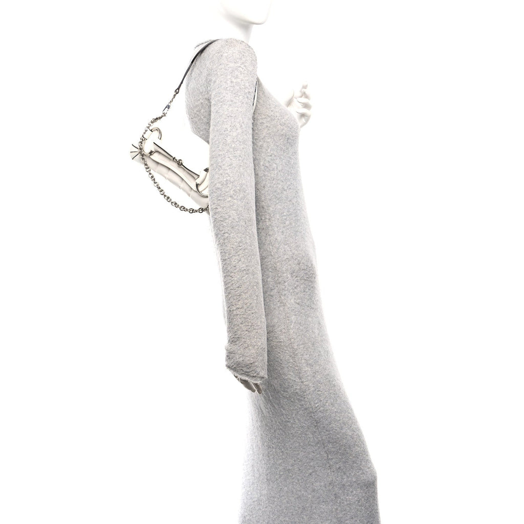 Nappa Vertical Matelasse Small Maxi Horsebit Chain Shoulder Bag Great White