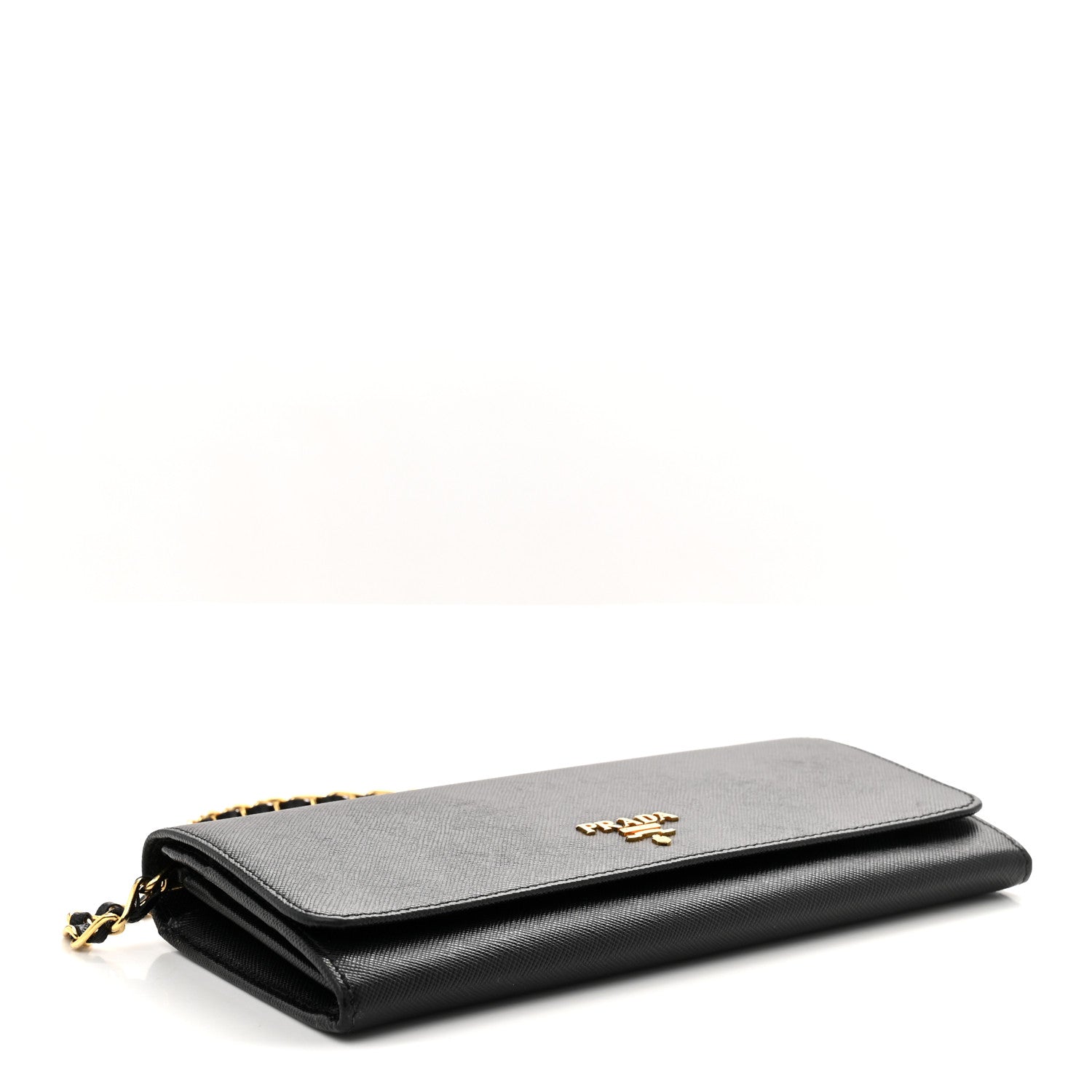 Saffiano Metal Oro Chain Wallet Black