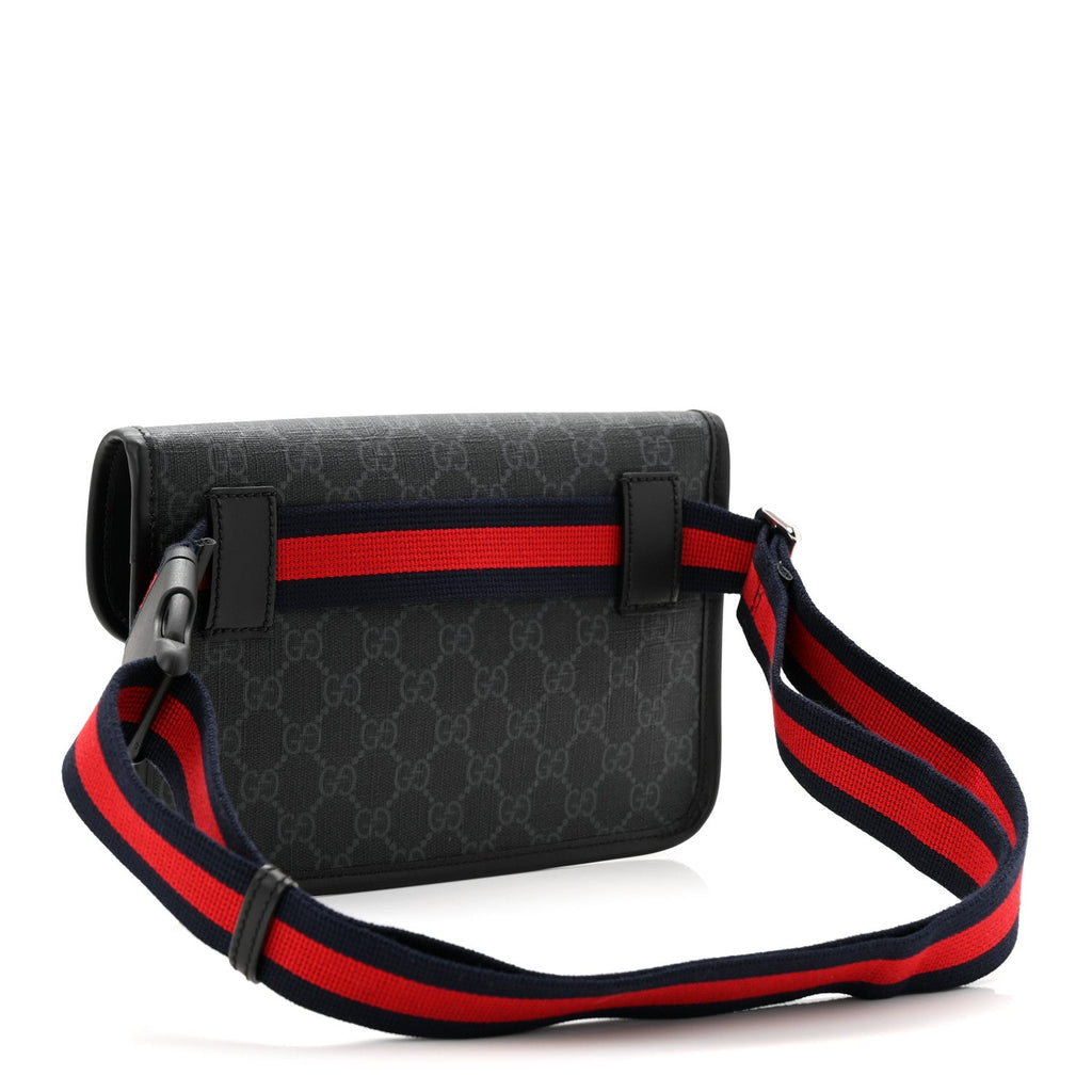 GG Supreme Monogram Web Slim Belt Bag Black Grey