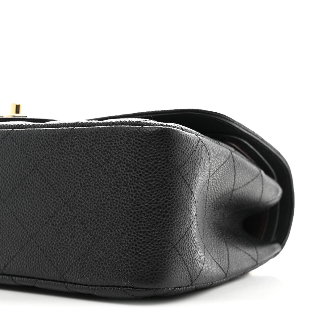 Caviar Quilted Jumbo Double Flap Black