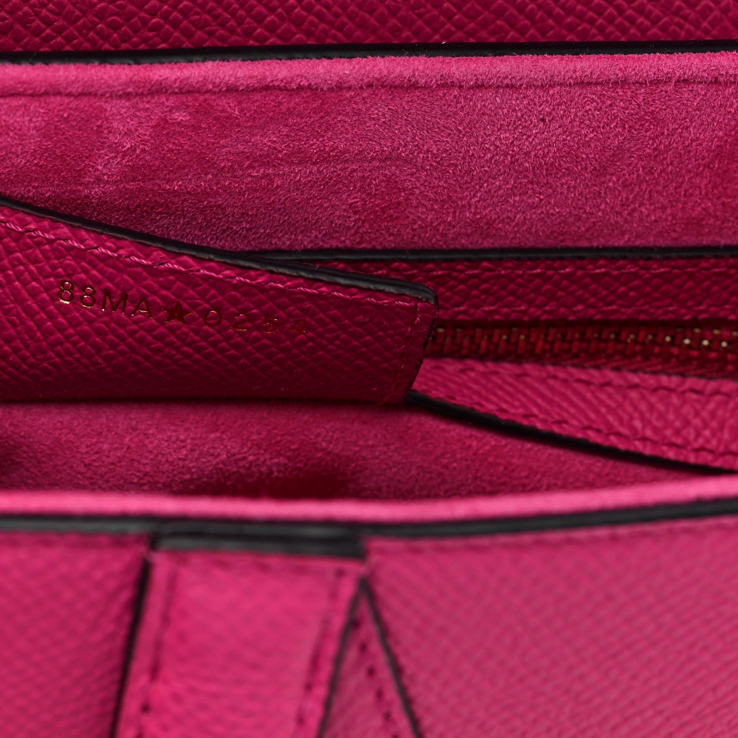 Grained Calfskin Saddle Bag With Strap Fuchsia