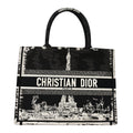 Canvas Embroidered Medium Paris Book Tote Black White
