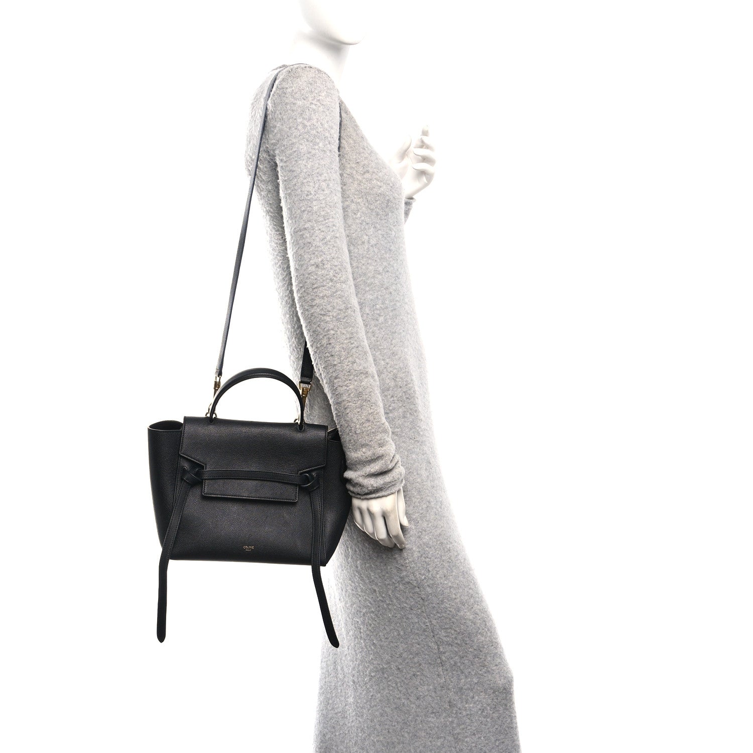 Grained Calfskin Micro Belt Bag Black