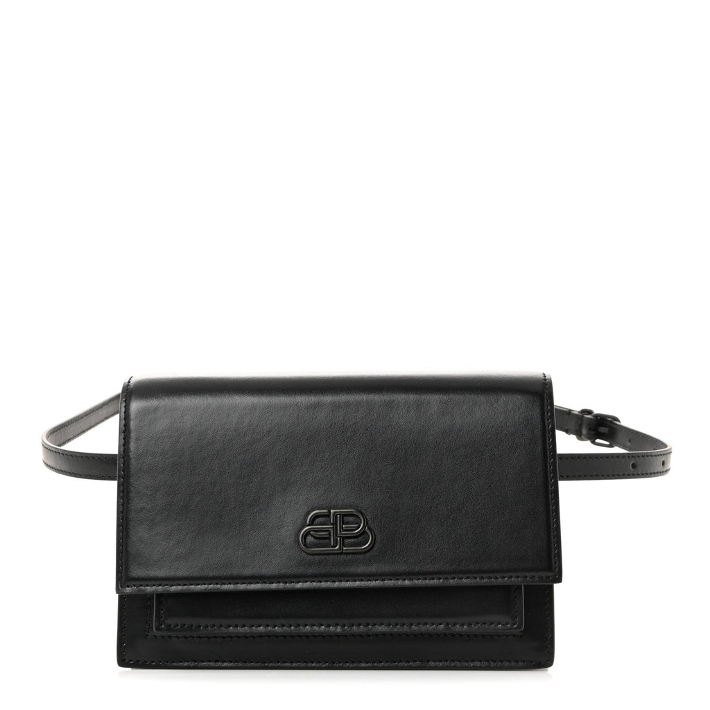 Shiny Box Calfskin Monochrome XS Sharp Belt Bag Black