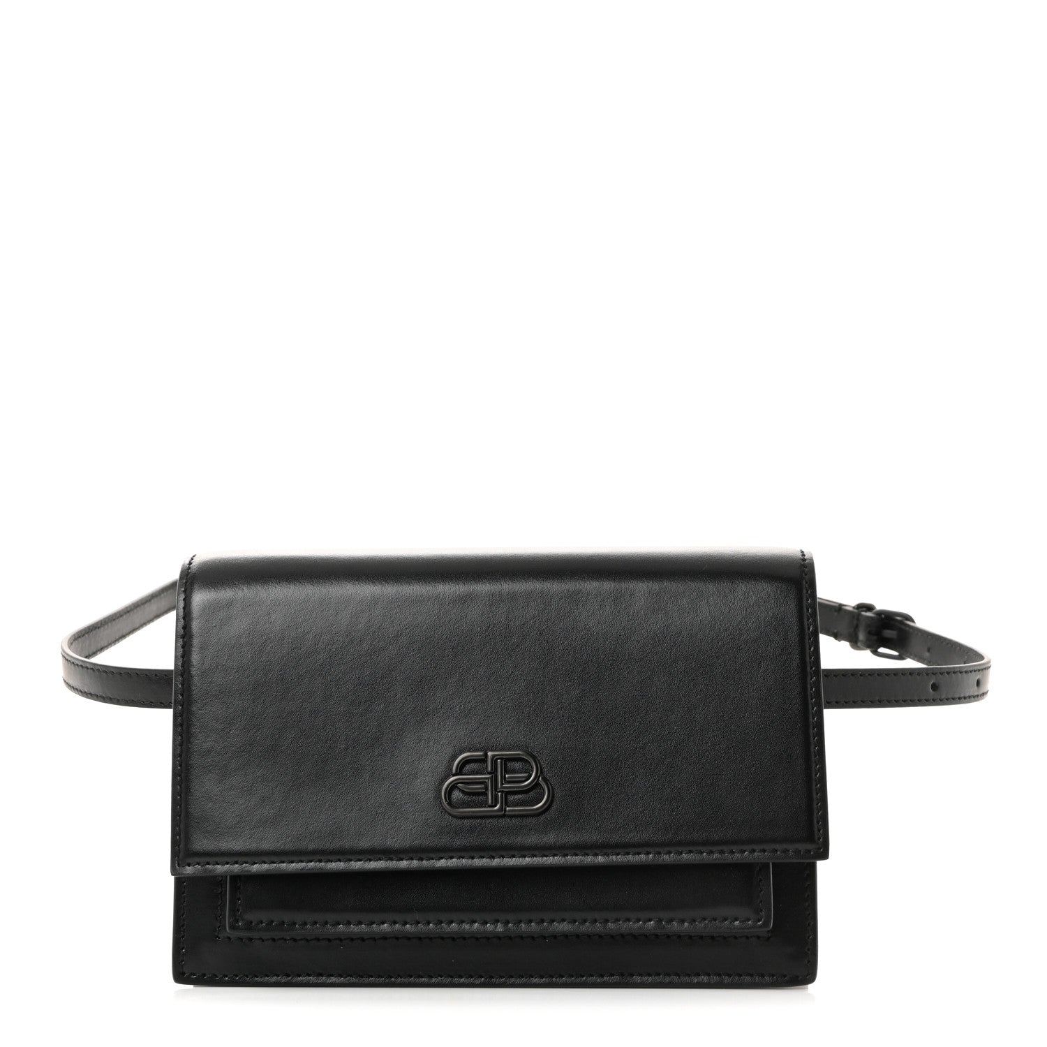Shiny Box Calfskin Monochrome XS Sharp Belt Bag Black