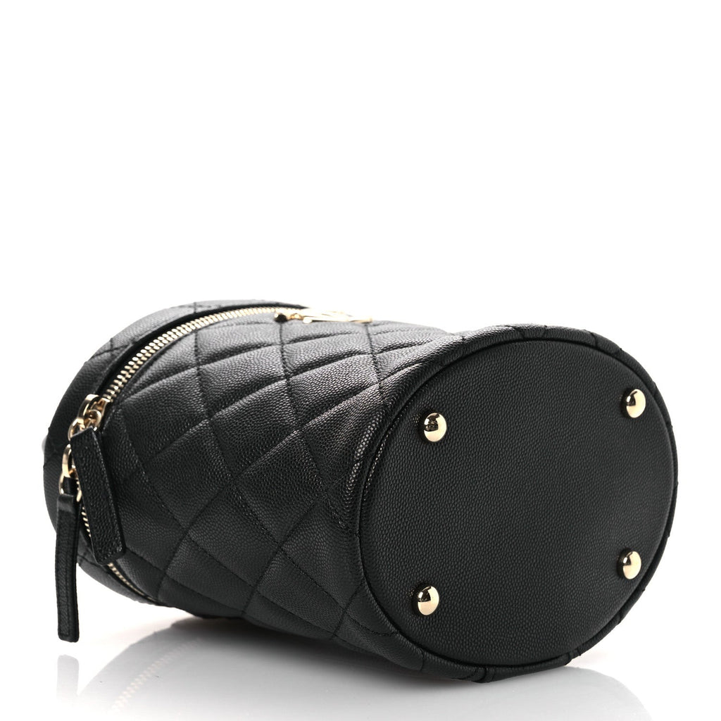 Caviar Quilted Top Handle Vanity Case Black