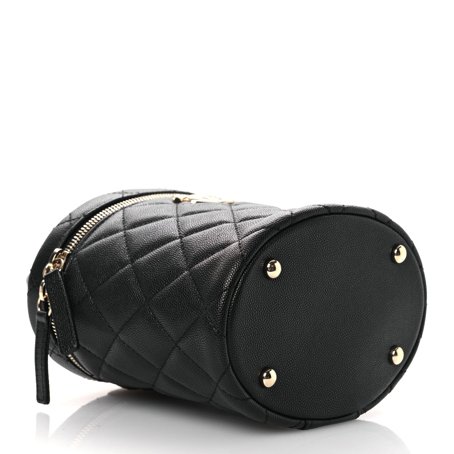 Caviar Quilted Top Handle Vanity Case Black