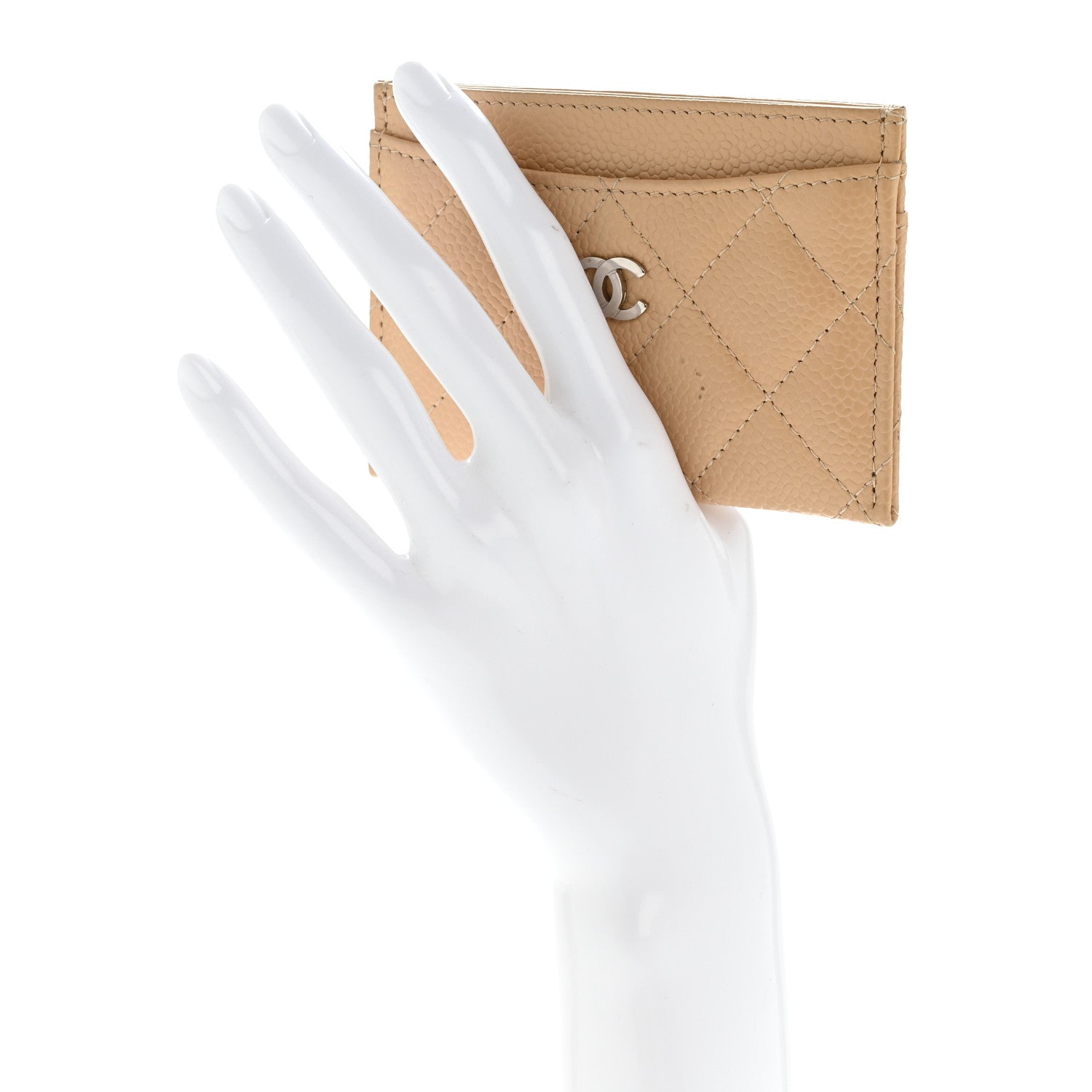 Caviar Quilted  Holder Beige