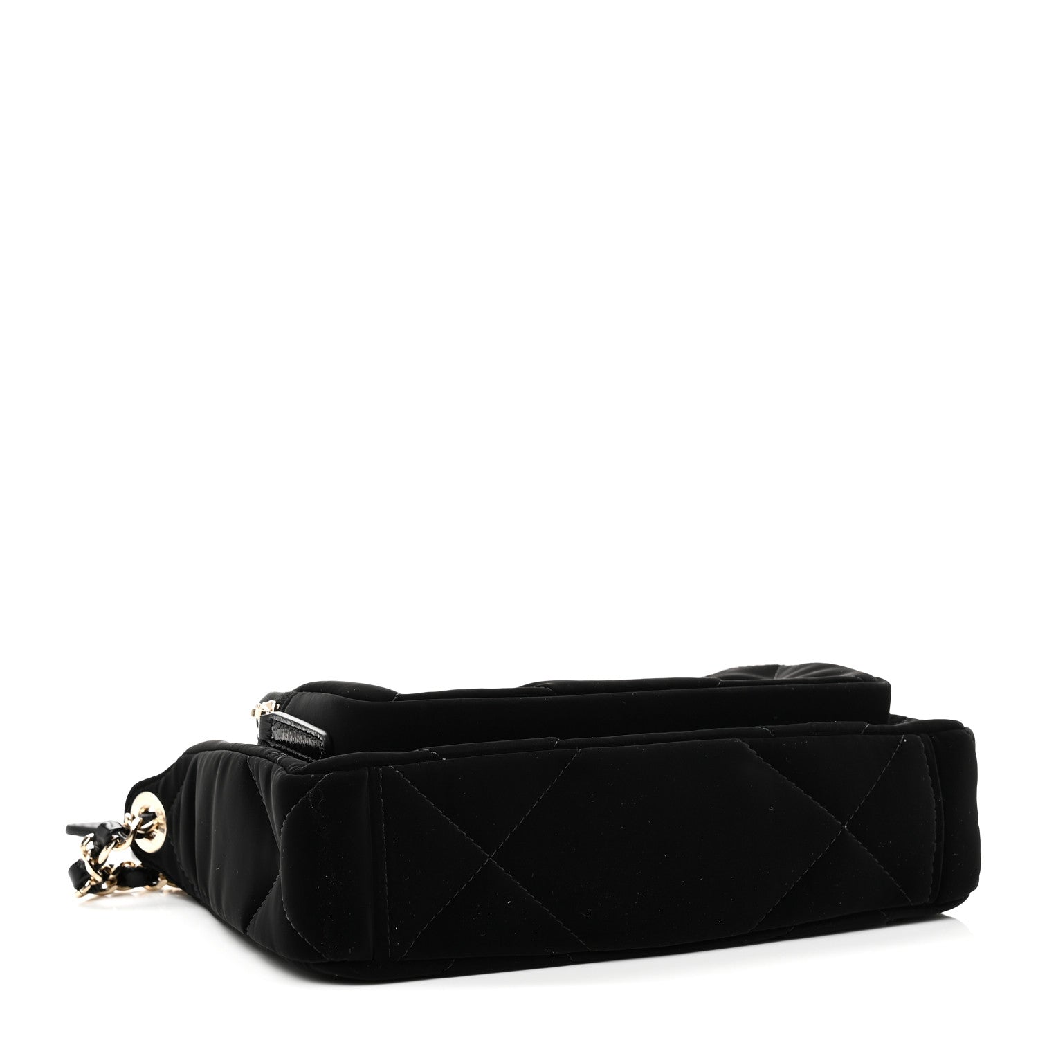 Velvet Effect Nylon Shiny Crumpled Calfskin Mini Quilted Chanel 25 Clutch With Chain Black