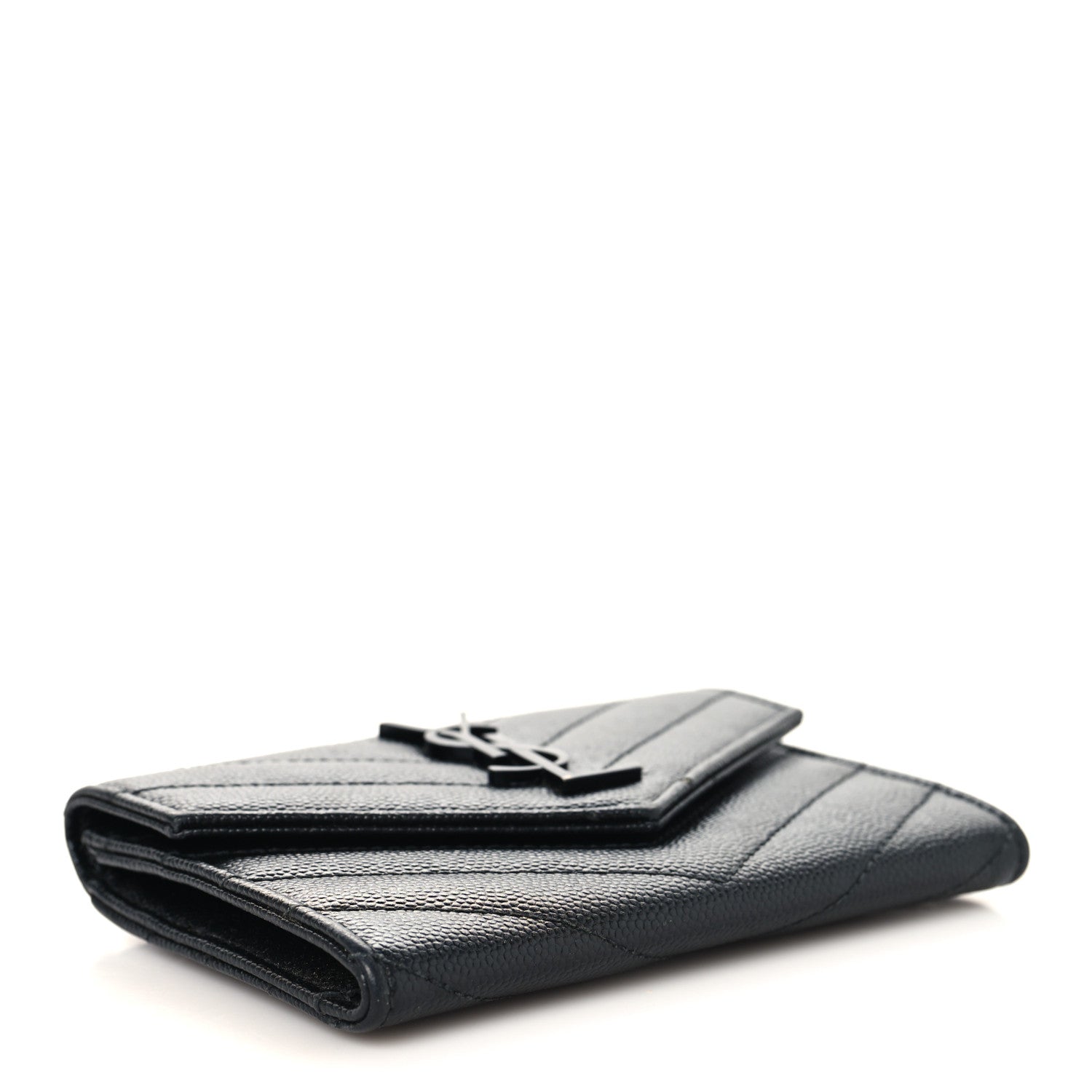Grain De Poudre Matelasse Chevron Small Monochrome Monogram Envelope Wallet Black
