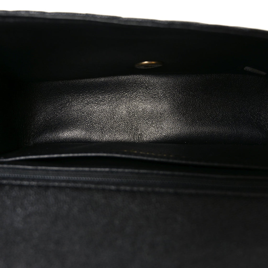 Caviar Quilted Mini Top Handle Rectangular Flap Black