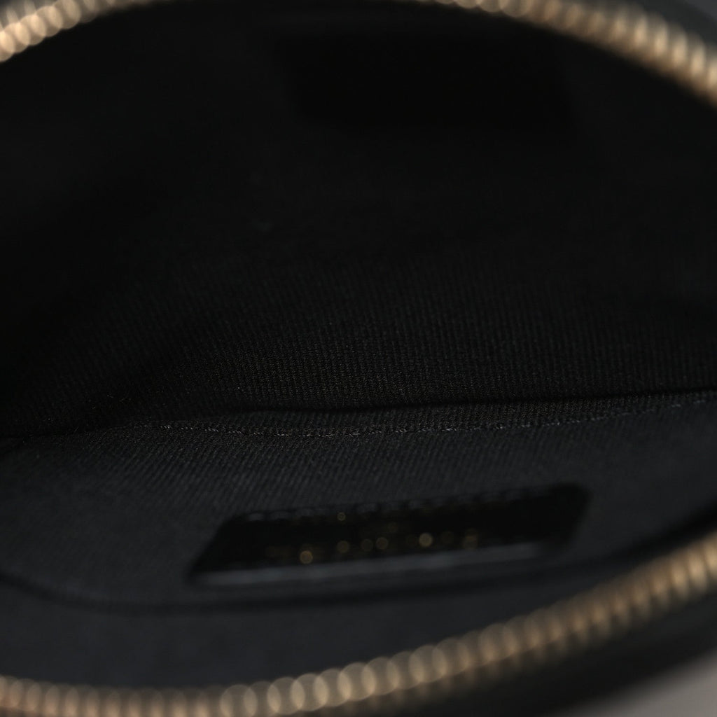 Lambskin Mini Camellia Bouquet Clutch With Chain Black