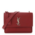Grained Calfskin Medium Monogram Sunset Satchel Red