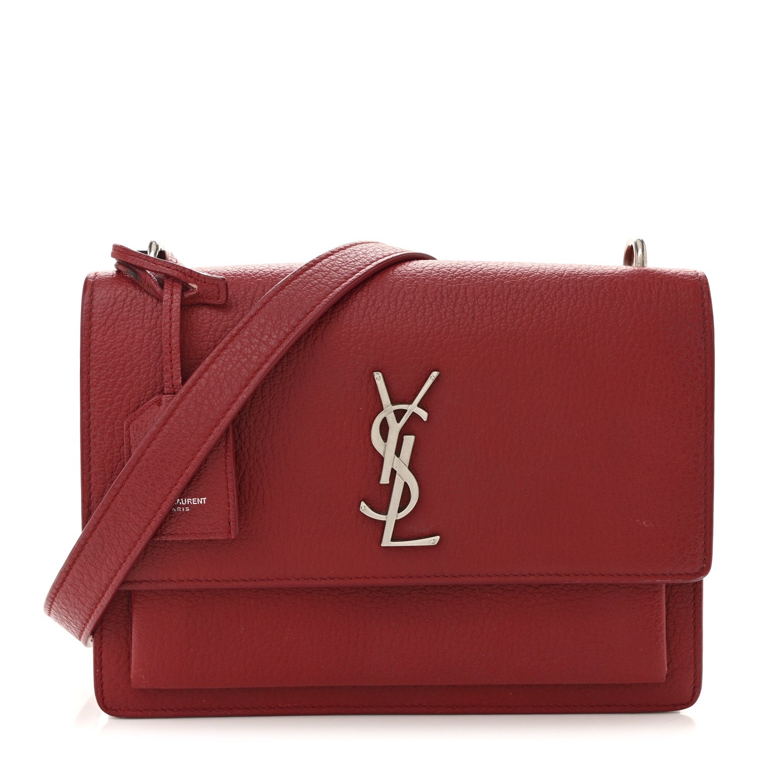 Grained Calfskin Medium Monogram Sunset Satchel Red