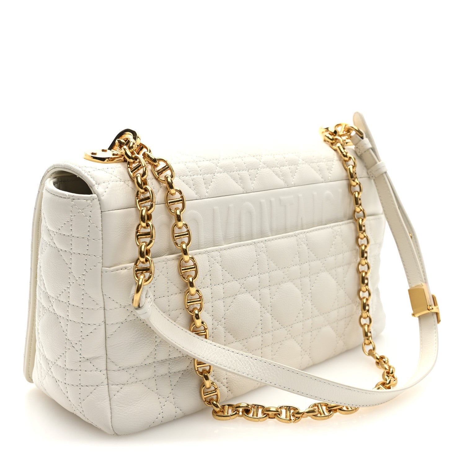 Grained Calfskin Cannage Large Caro Bag Ivory