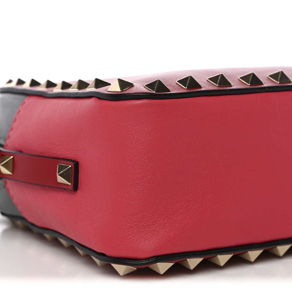 Vitello Colorblock Rockstud Camera Crossbody Bag Deep Rose Clover