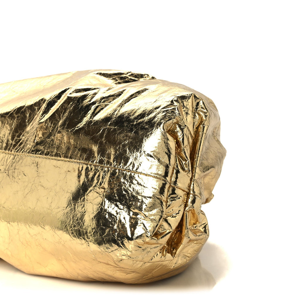 Metallic Crinkled Lambskin The Pouch Oversized Clutch Oro