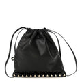 Calfskin Rockstud Drawstring Pouch Black