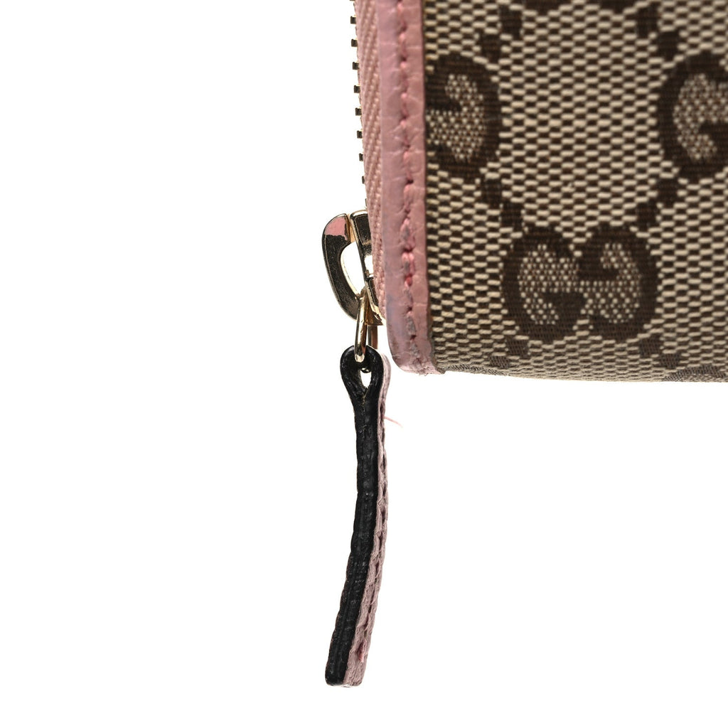 Monogram Dollar Calfskin Zip Around Wallet Beige Ebony Soft Pink