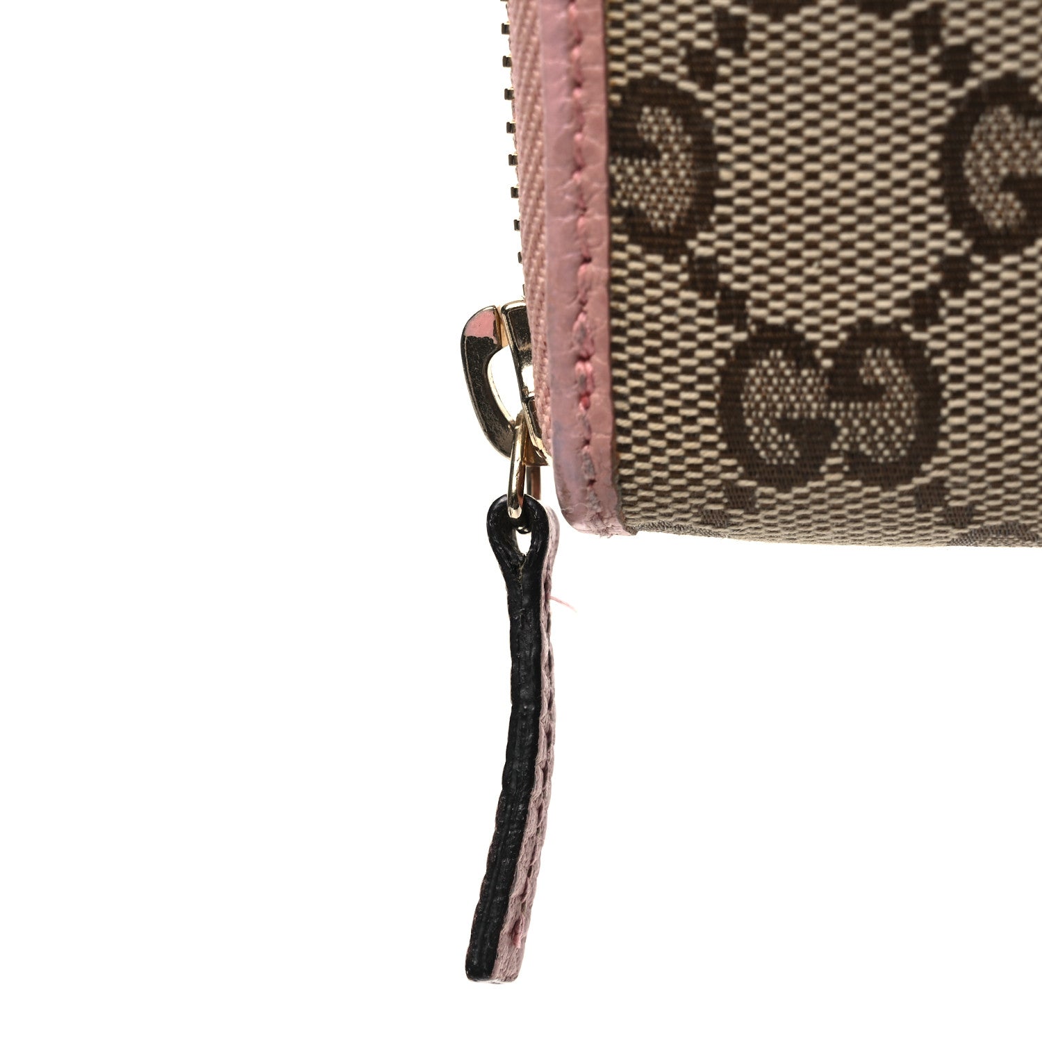 Monogram Dollar Calfskin Zip Around Wallet Beige Ebony Soft Pink