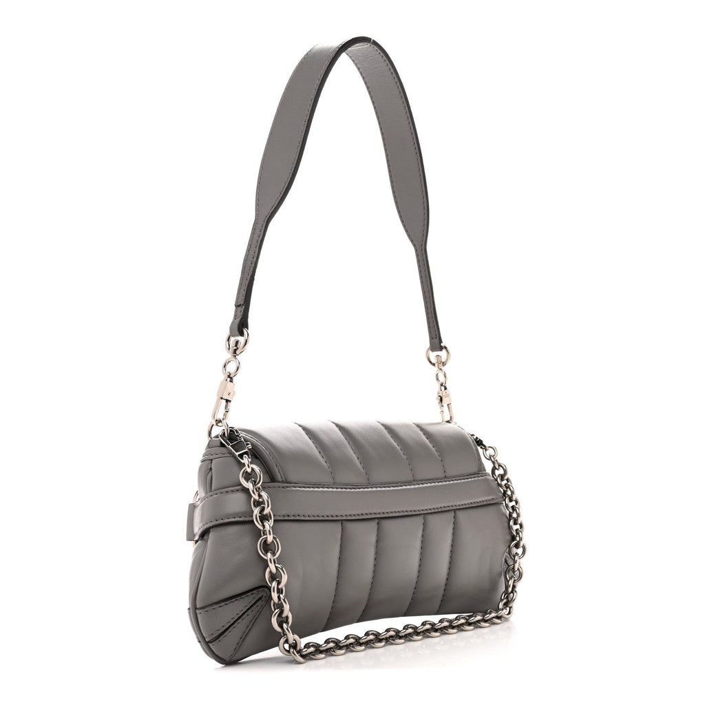 Nappa Vertical Matelasse Small Maxi Horsebit Chain Shoulder Bag Gray