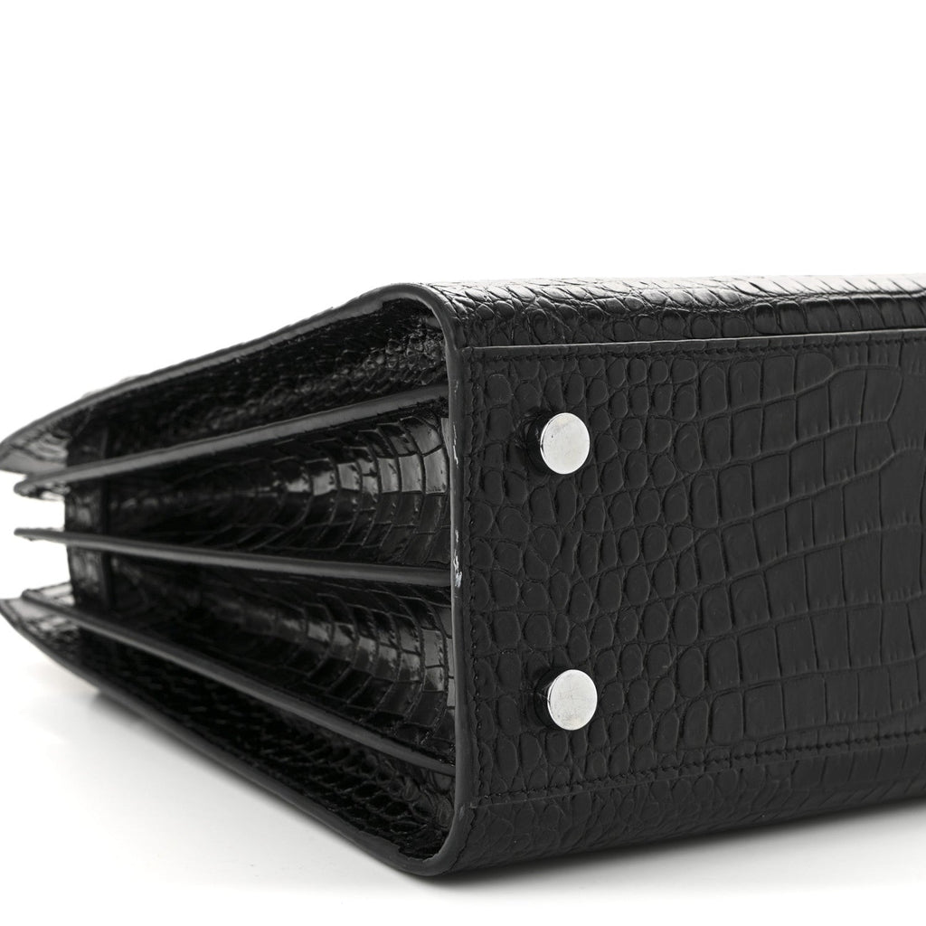 Calfskin Crocodile Embossed Baby Sac De Jour Black