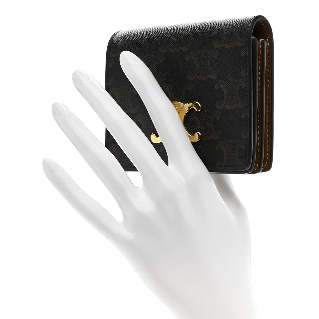 Canvas Triomphe Compact Wallet Tan