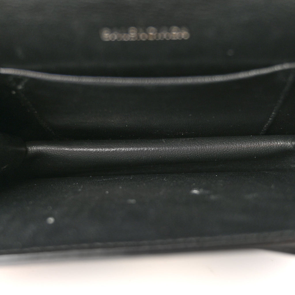 Patent Calfskin Lizard Embossed XS Sharp Top Handle Bag Black