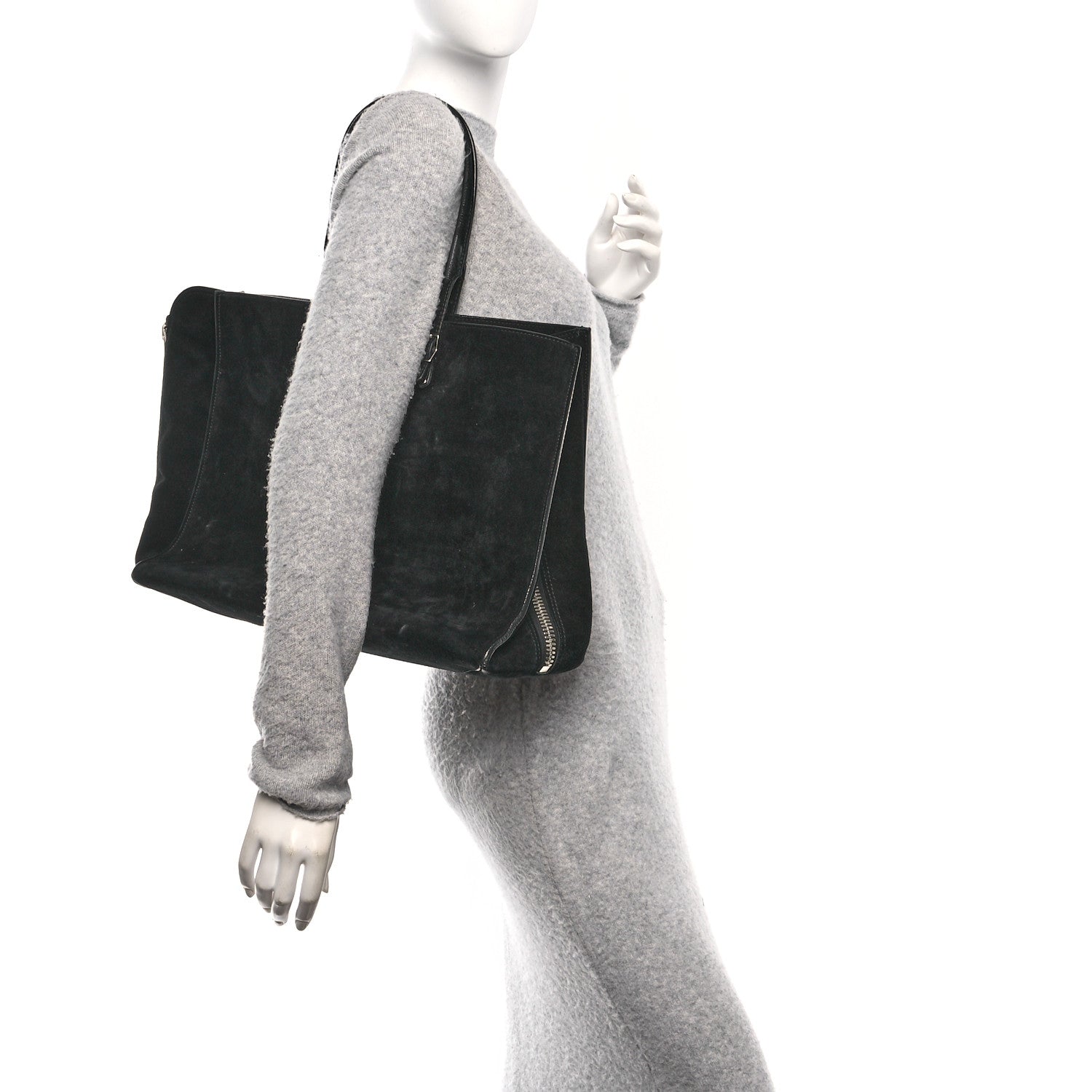 Daim Suede Plate Hardware Papier A6 Zip Around Tote Black