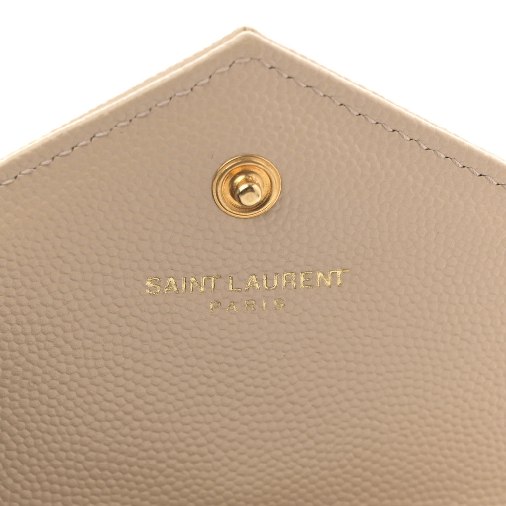 Grain De Poudre Matelasse Chevron Small Monogram Envelope Wallet Dark Beige