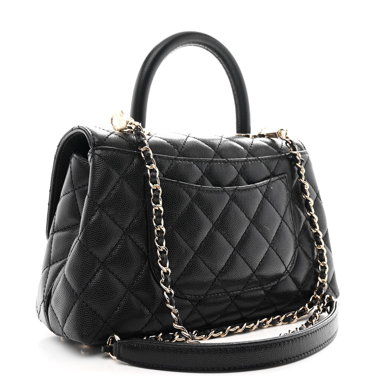 Caviar Quilted Mini Coco Handle Flap Black