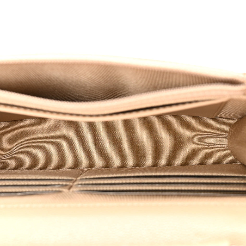 Caviar Quilted Wallet on Chain WOC Beige